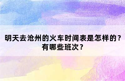 明天去沧州的火车时间表是怎样的？有哪些班次？