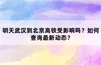 明天武汉到北京高铁受影响吗？如何查询最新动态？