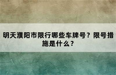 明天濮阳市限行哪些车牌号？限号措施是什么？