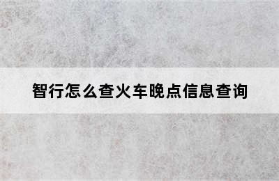 智行怎么查火车晚点信息查询