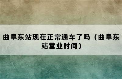 曲阜东站现在正常通车了吗（曲阜东站营业时间）