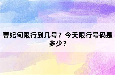 曹妃甸限行到几号？今天限行号码是多少？