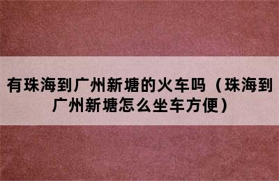 有珠海到广州新塘的火车吗（珠海到广州新塘怎么坐车方便）