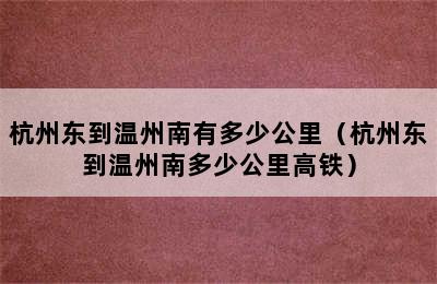 杭州东到温州南有多少公里（杭州东到温州南多少公里高铁）