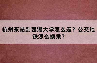 杭州东站到西湖大学怎么走？公交地铁怎么换乘？