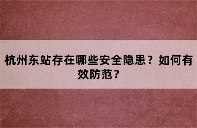 杭州东站存在哪些安全隐患？如何有效防范？
