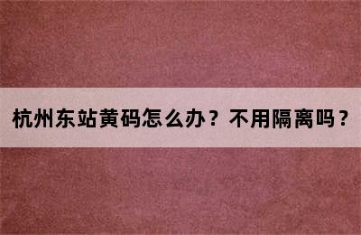 杭州东站黄码怎么办？不用隔离吗？