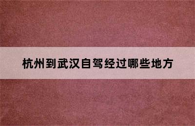 杭州到武汉自驾经过哪些地方