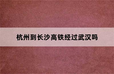 杭州到长沙高铁经过武汉吗