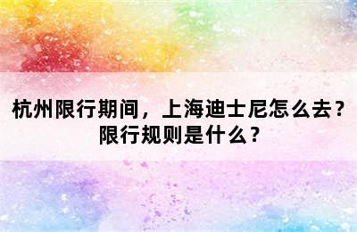 杭州限行期间，上海迪士尼怎么去？限行规则是什么？