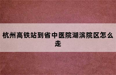 杭州高铁站到省中医院湖滨院区怎么走