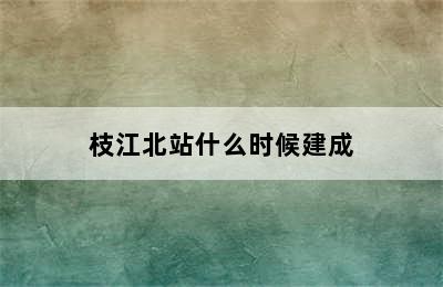 枝江北站什么时候建成