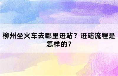 柳州坐火车去哪里进站？进站流程是怎样的？