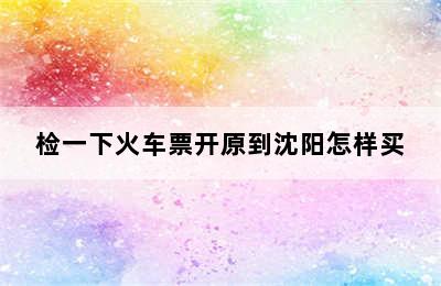 检一下火车票开原到沈阳怎样买