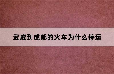 武威到成都的火车为什么停运