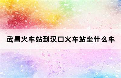 武昌火车站到汉口火车站坐什么车