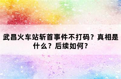 武昌火车站斩首事件不打码？真相是什么？后续如何？