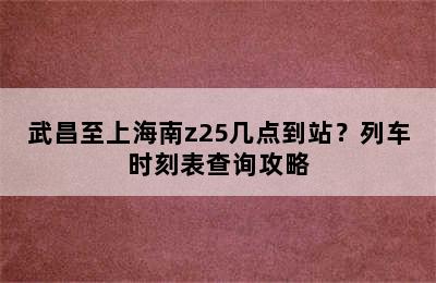 武昌至上海南z25几点到站？列车时刻表查询攻略