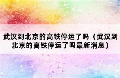 武汉到北京的高铁停运了吗（武汉到北京的高铁停运了吗最新消息）