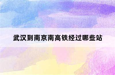 武汉到南京南高铁经过哪些站