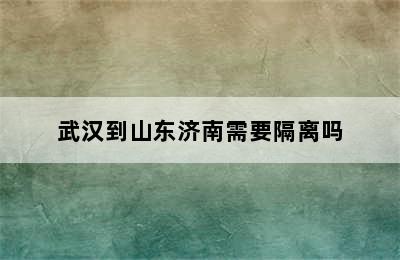 武汉到山东济南需要隔离吗