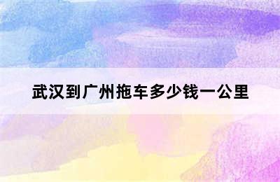 武汉到广州拖车多少钱一公里