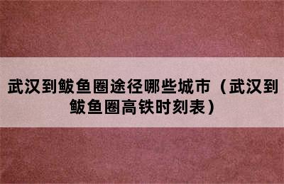 武汉到鲅鱼圈途径哪些城市（武汉到鲅鱼圈高铁时刻表）