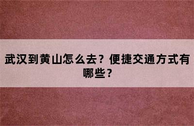 武汉到黄山怎么去？便捷交通方式有哪些？