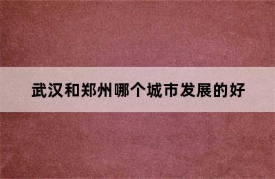 武汉和郑州哪个城市发展的好