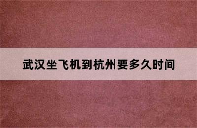 武汉坐飞机到杭州要多久时间