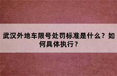 武汉外地车限号处罚标准是什么？如何具体执行？
