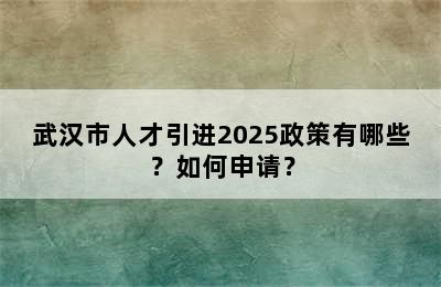 武汉市人才引进2025政策有哪些？如何申请？