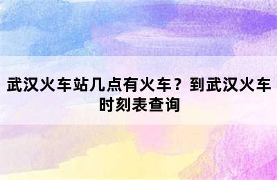 武汉火车站几点有火车？到武汉火车时刻表查询