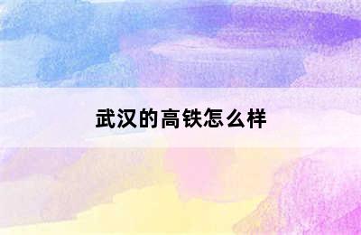 武汉的高铁怎么样