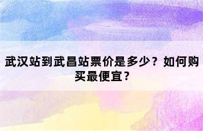 武汉站到武昌站票价是多少？如何购买最便宜？
