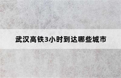 武汉高铁3小时到达哪些城市