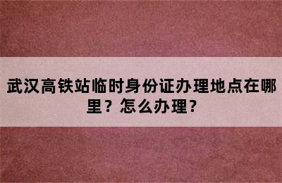武汉高铁站临时身份证办理地点在哪里？怎么办理？
