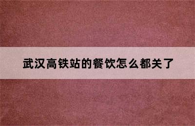武汉高铁站的餐饮怎么都关了