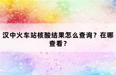 汉中火车站核酸结果怎么查询？在哪查看？