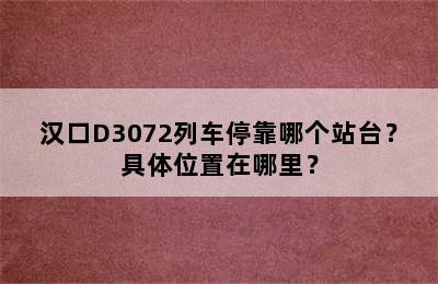 汉口D3072列车停靠哪个站台？具体位置在哪里？