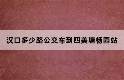 汉口多少路公交车到四美塘杨园站