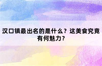 汉口镇最出名的是什么？这美食究竟有何魅力？