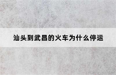 汕头到武昌的火车为什么停运