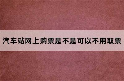 汽车站网上购票是不是可以不用取票