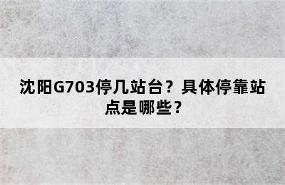 沈阳G703停几站台？具体停靠站点是哪些？