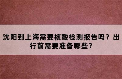 沈阳到上海需要核酸检测报告吗？出行前需要准备哪些？
