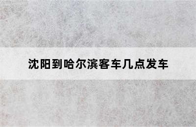 沈阳到哈尔滨客车几点发车