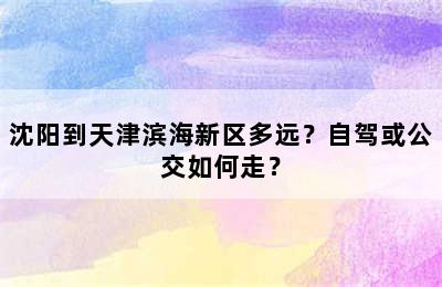 沈阳到天津滨海新区多远？自驾或公交如何走？