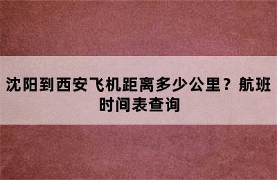 沈阳到西安飞机距离多少公里？航班时间表查询