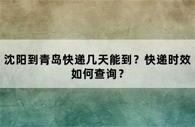 沈阳到青岛快递几天能到？快递时效如何查询？